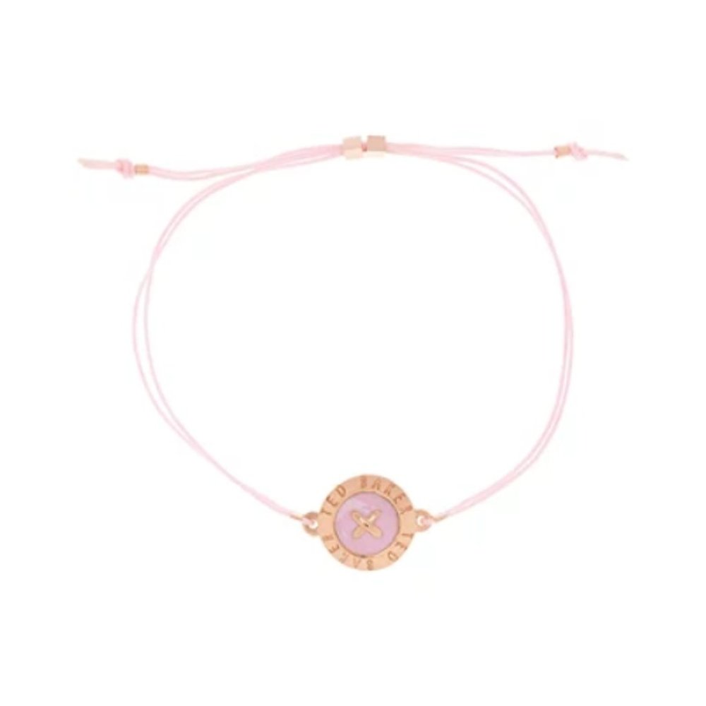 Ted Baker HOT PINK Rose Gold Cord Button Bracelet